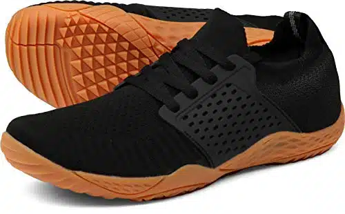 WHITIN Men's Trail Running Shoes Minimalist Barefoot Wide Width Toe Box Cross Training Gym Workout Zero Drop Sneakers Black Gum