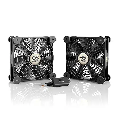 AC Infinity MULTIFAN S, Quiet Dual mm USB Fan, UL Certified for Receiver DVR Playstation Xbox Computer Cabinet Cooling
