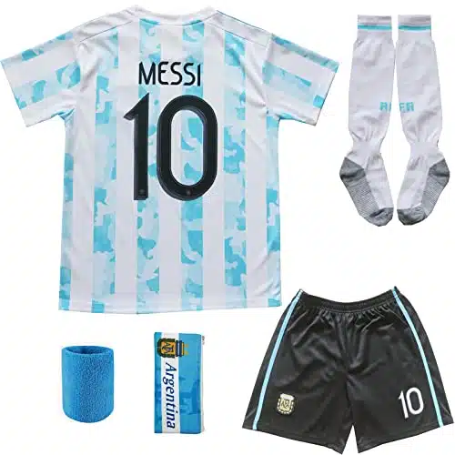 BIRDBOX Argentina Home Blue #Lionel Kids Soccer Jersey & Shorts Set Youth Sizes (Blue, (Years))