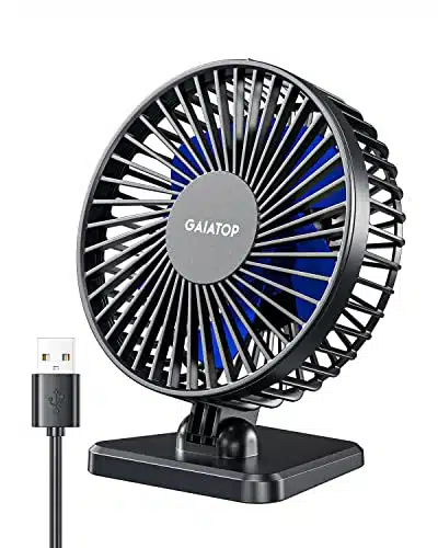 Gaiatop USB Desk Fan, Small But Powerful, Portable Quiet Speeds Wind Desktop Personal Fan, Adjustment Mini Fan Table Fan for Better Cooling, Home Office Car Indoor Outdoor(Blue)