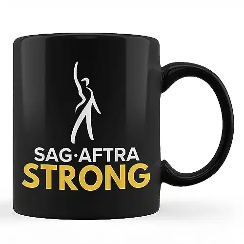 HALAMYZZ SAG AFTRA Strong, SAG AFTRA Strong On Strike Black Coffee Mug oz