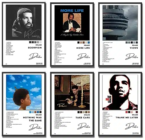 HGKNCF Drake Album Cover Poster for Bedroom   Set of usic Album Wall Art Aesthetic Room Decor   Drake Signed Limited Artwork Picture for Teens Girls College Girls Dorm Decor (Drake, Ãinch)