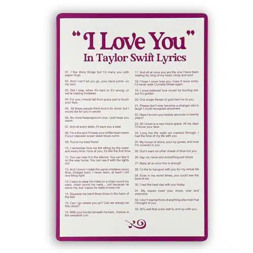I Love You in Taylor Music Swift Lyrics Metal Tin Sign Posters Merch Gift for Room Decor Aesthetic Music Album Taylor Wall Art XInch