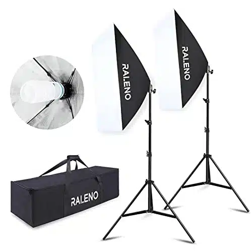 RALENO Softbox Photography Lighting Kit XPhotography Continuous Lighting System Photo Studio Equipment with pcs ESocket K Bulb,Photo Model Portraits Shooting Box