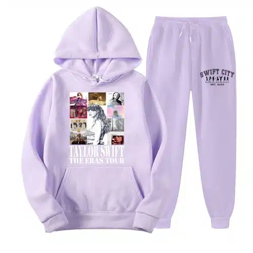 Reputation Taylors Swifts Outfit, Unisex Hooded Sports Tracksuit Two Piece Outfits Long Sleeve Pullover Hoodies Sweatshirt+Sweatpants Set Speak Now Outfits Outfit (S, Purple)