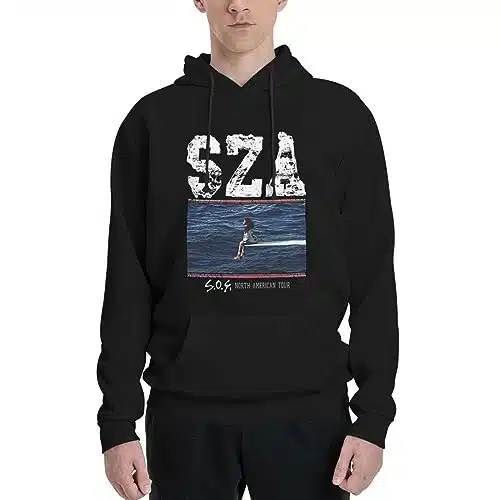 SZA Official Hoodies for Men SZÃ Long Sleeve Pocket Sweatshirt Men's Hoodie Pullover Top Black Medium