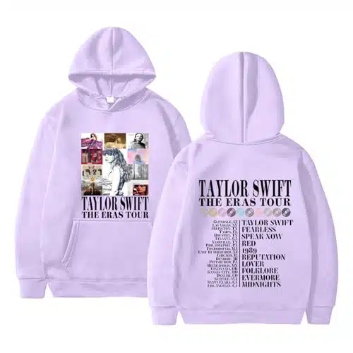 Taylors Swifts Long Sleeve Shirt, Women's Taylor Oversized Casual Daily Crewneck Sweatshirts Pullover Hoodie T Shirt Mom Folklore Shirt Outfit Girls Shirt (M, Light Purple)