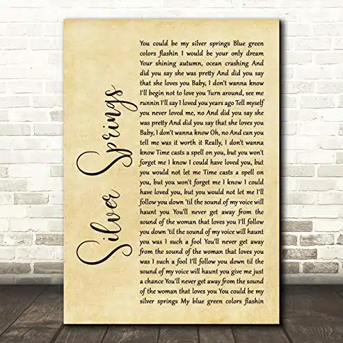 The Card Zoo Silver Springs Rustic Script Song Lyric Quote Wall Art Gift Print