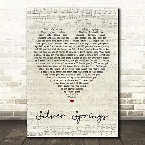 The Card Zoo Silver Springs Script Heart Song Lyric Quote Wall Art Gift Print