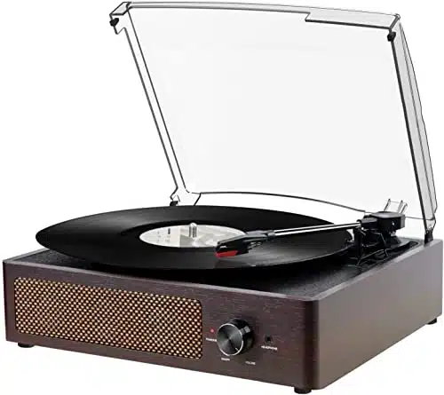 Vinyl Record Player Turntable with Built in Bluetooth Receiver & Stereo Speakers, Speed Size Portable Retro Record Player for Entertainment and Home Decoration