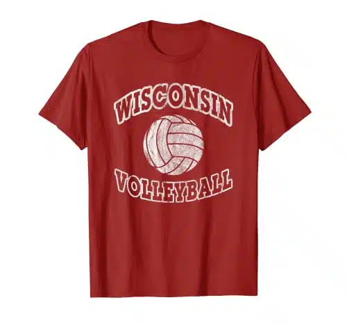 Wisconsin Volleyball Classic Style VIntage Distressed T Shirt