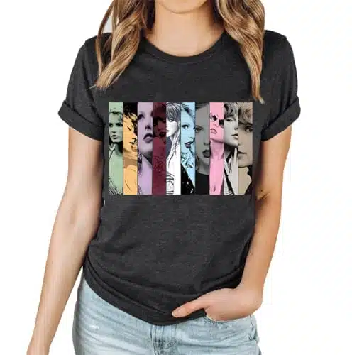 Women Taylors Swifts The Erass Tour Shirts Chic Tshirt Vintage Concert Tops Trendy MidnightÂ SwiftieÂ Fans Gift Tops(S,Dark Grey)