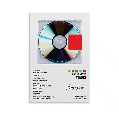 YELLOWV Kanye Poster West Yeezus Album Cover Posters for Room Aesthetic Canvas Wall Art Bedroom Decor xinch(xcm)