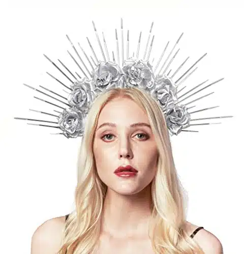 Zivyes Rose Flower Halo Crown Goddess Halo Headband Festival Queen Crown and Tiara Maternity Photo Shoot Headpiece