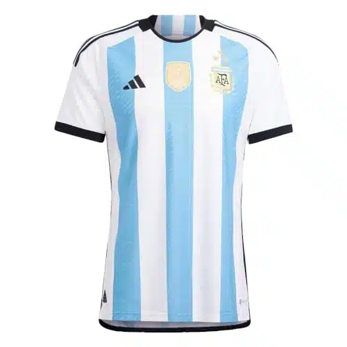 adidas Men's Soccer Argentina Star Authentic Home Jersey   Celebrate Number Three and Dress Like a World Champion (X Large) WhiteLight Blue
