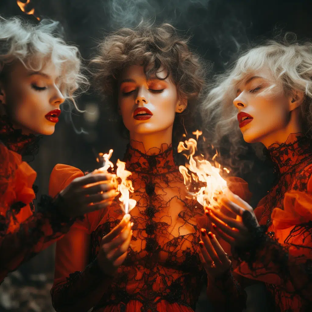 female supermodels blowing fire