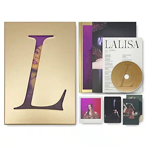BLACKPINK LISA FIRST SINGLE ALBUM   LALISA [ GOLD VER. ] PHOTOBOOK + LYRICS PAPER + CD + PHOTOCARD + POLAROID + DOUBLE SIDED POSTER