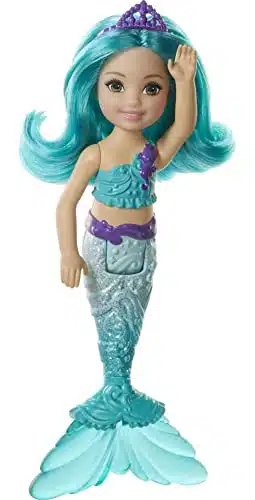 Barbie Dreamtopia Chelsea Mermaid Doll, inch with Teal Hair and Tail