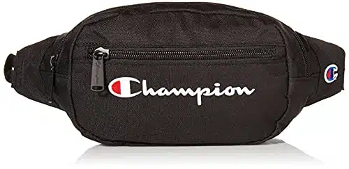 Champion unisex adult Waist Pack, BlackWhite Logo, One Size US