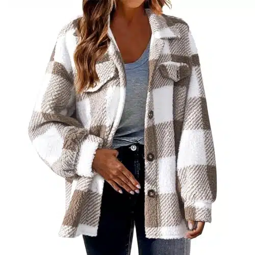 Cyber onday Deals ,Black Friday Deals Plaid Shacket Womens, FuzzyFlannel Shacket Jacket Long Sleeve HoodedNo Hood Shackets Jacket Fall Fashion Clothes My Recent Orders Placed By Me