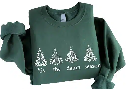 EMVEL Tis The Damn Season Sweatshirt, Tis The Damn Season Christmas Tree Sweatshirt, Trending Lyric Sweatshirts
