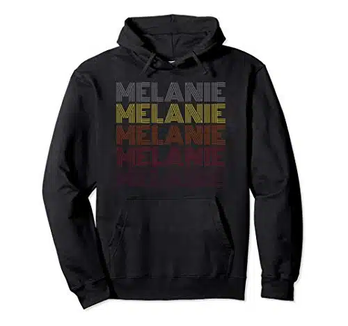 Graphic First Name Melanie Retro Pattern Vintage Style Pullover Hoodie