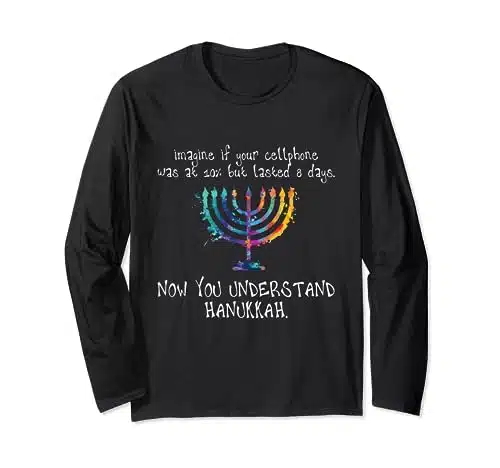 Hanukkah Chanukah   Cellphone Meme   Funny Jewish Gifts Long Sleeve T Shirt