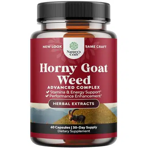 Horny Goat Weed for Male Enhancement   Extra Strength Horny Goat Weed for Men mg Complex with Tongkat Ali Saw Palmetto Extract Panax Ginseng and Black Maca Root for Stamina & Energy   Servings