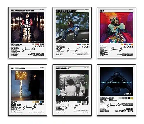 J.Cole Poster Music Canvas Wall Art Album Cover Signed Limited Posters Set of Teenager Room Decor Aesthetic Retro for Bedroom Decor xinches (xcm) Unframed
