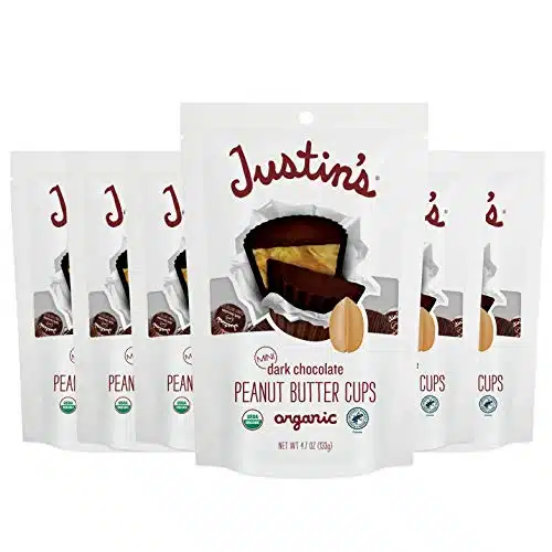 JUSTIN'S Organic Mini Dark Chocolate Peanut Butter Cups, Ounce Bag (Pack)