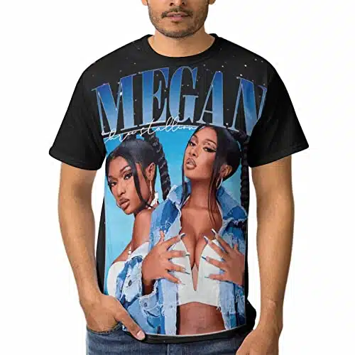 Megan Singer Thee Rapper Stallion Men's Short Sleeve Graphic Print T Shirt Round Neck Summer Tee M Black