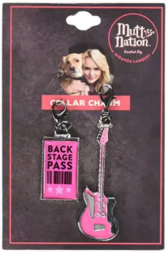 MuttNation Fueled by Miranda Lambert Signature Guitar and Back Stage Pass Charm Set, One Size, Pink and Pewter