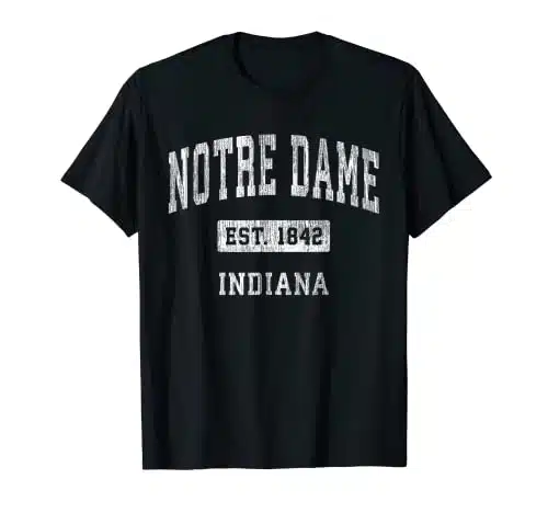 Notre Dame Indiana IN Vintage Athletic Navy Sports Design T Shirt