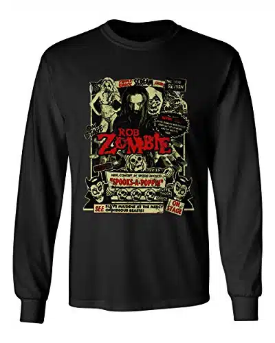 RIVEBELLA New Graphic Horror Movie Novelty Tee Zombie Dead Return Men's Long Sleeve T Shirt (Black, XL)