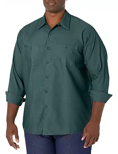 Red Kap Men's Industrial Work Shirt, Regular Fit, Long Sleeve, Spruce Green, X Large
