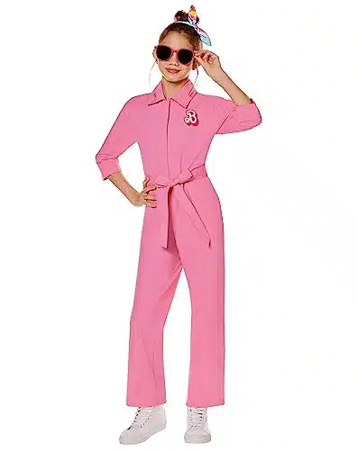 Spirit Halloween Barbie the Movie Kids Pink Power Jumpsuit  Officially Licensed  Barbie the Movie Kids Costumes   M