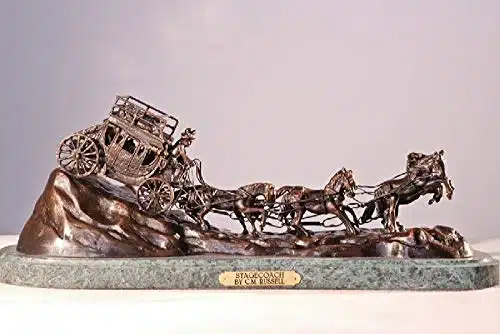 This Stagecoach Bronze is Handmade and Cast Like The Original Lost Wax Casting Process Large h X L Bronze Sculpture Statue Stagecoach by C.m.Russell
