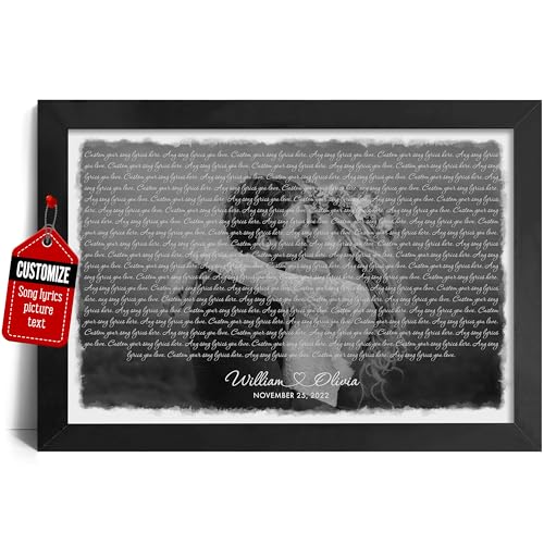VICILO Custom Song Lyrics Poster Canvas Wall Art Black White Color Personalized Photo for Couples Gifts, Husband and Wife, Decorate Your Room Vintage