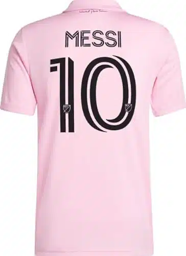 adidas Men's Soccer Messi #Inter Miami CF Home Jersey   Proudly Represent with Pink Home Kit,% Recycled Materials (US, Alpha, Medium, Regular, Regular)