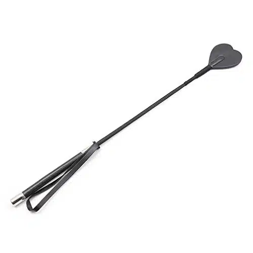 chenyesun Riding Whips Horse Riding Leather Heart Whip Riding Crop Bull Whip for Outdoor Sport (Black)