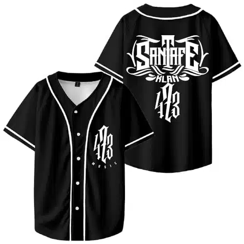 CAOONEEMMA Santa Fe Klan Todo Y Nada Tour Merch Tee Baseball Jersey Shirt V Neck Short Sleeve Women Men Streetwear (m,Black)