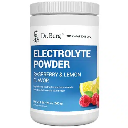 Dr. Berg Hydration Keto Electrolyte Powder   Enhanced w ,mg of Potassium & Real Pink Himalayan Salt (NOT Table Salt)   Raspberry & Lemon Flavor Hydration Drink Mix Supplement 