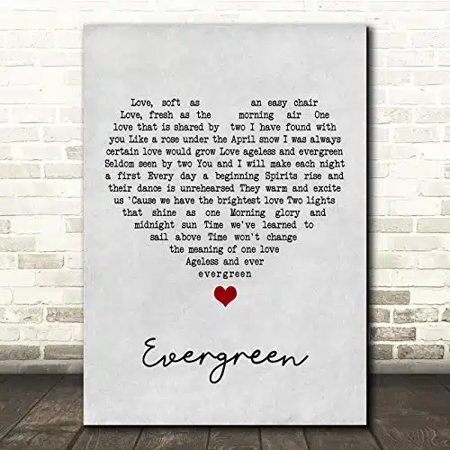 Evergreen Grey Heart Song Lyric Gift Present Poster Print