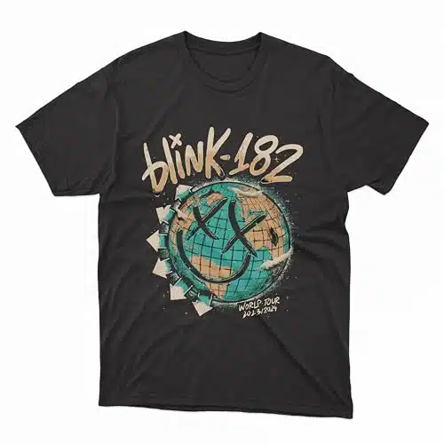 Grayce Blink  Men's Short Sleeve Smiley World Tour ' T Shirt   by Blink  (as, Alpha, l, Regular, Regular, Black)