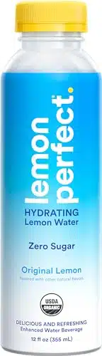 Lemon Perfect, Hydrating Organic Lemon Water, Zero Sugar, Flavored Water, Squeezed from Real Fruit, Plastic Neutral, No Artificial Ingredients, Just Lemon, FL Oz
