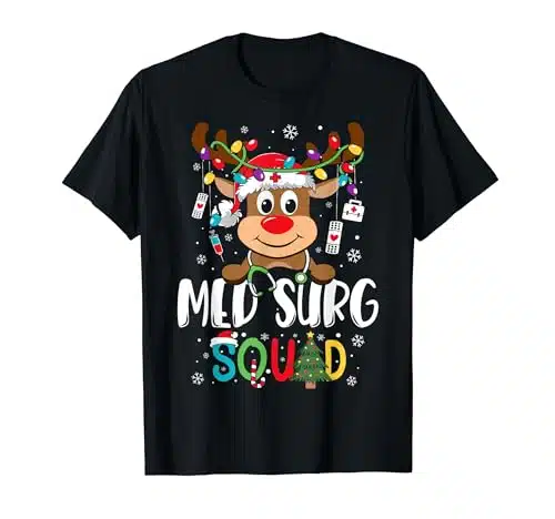 Med Surg Squad Reindeer Stethoscope Nurse Christmas T Shirt