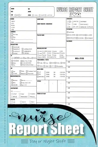 Nurse Report Sheet Notebook Day or Night Shift Makes Documenting and Reporting Much Easier and Smoother with Hourly Layout  Nurse Brain Sheet  sbar nurse report Sheet