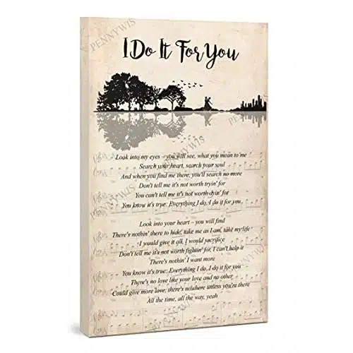 PENNYWIS Decor Gift   (Everything I Do) I Do It for You   Song Lyrics Guitar Shaped Trees Portrait Canvas Wall Art Print (Everything I Do) I Do It for You   Bryan Adams (x x )