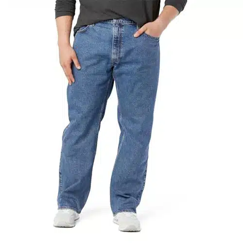Signature by Levi Strauss & Co. Gold Label Men's Relaxed Fit Flex Jeans (Available in Big & Tall), Medium Indigo Waterless,  x L