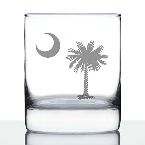 South Carolina Flag   Whiskey Rocks Glass   State Themed Drinking Decor and Gifts for South Carolinian Women & Men   Ounce